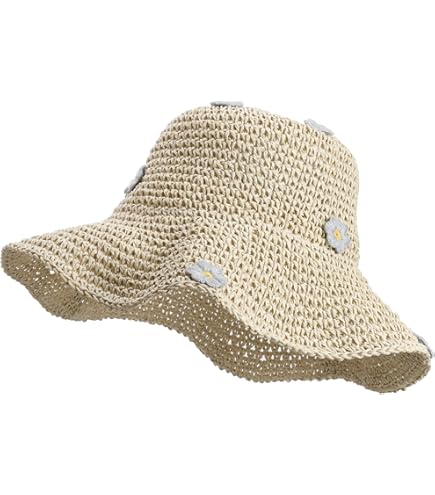 Cappello Di Paglia Donna Con Tesa Larga - UPF 50+, Ideale Per Spiaggia E Estate - Foto 3