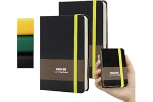 ‎TUNJILOOL TUNJILOOL A7 Lederjournal - 2er Pack, Dotted/Grid/Blanko, 100GSM, Wasserfest, Gummiband (Schwarz)