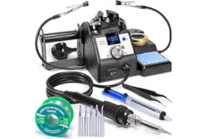 YIHUA 926LED IV 60W Digital Soldering Iron Station Kit w Temperature Stabilization for Soldering & Desoldering w Helping Hands 5 Soldering Iron Tips Lead-Free Solder Solder Sucker UK Plug (Silver)