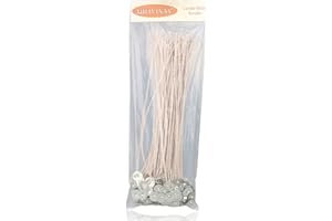 MILIVIXAY Lot de 100 mèches de Bougie de soja de 30,5 cm pour la Fabrication de Bougies – Enrobées de Cire de soja Naturelle, Faible fumée – Fils de Coton tissés avec du Papier.