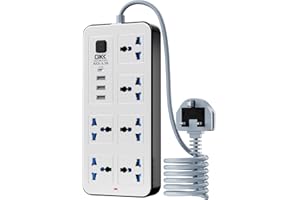 GK GUOKANG UK Power Strip outlets socket 6 AC Plug Outlets Extender switch and 3 USB & 1 type-c Charging Ports, 2500W/10A,5.9Ft Plug Heavy Duty Extension Cord for Home, Office (White)