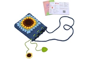 ENCHOL Beginner Crochet Kit, Sunflower Phone Bag Crochet Kit, Complete Crochet Kits for Starters Adults with Step-by-Step Video Tutorials for DIY Craft Creations
