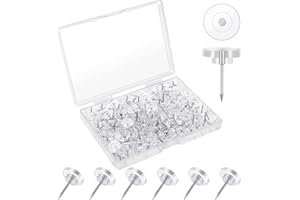 YOOSSO 120 PCS Chinchetas Transparentes, 16mm Tachuelas Transparentes Chinchetas de Plástico con Caja de Almacenamiento para Tablón de Anuncios de Pared Oficina