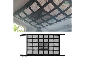APKOL Gepäcknetz Auto, doppellagige Auto Gepäcknetz Autodach Aufbewahrung, 90 * 65cm Universal Autodach Gepäcknetz Decke, Netztasche mit Reißverschluss,für SUV, Van,Lange Roadtrips