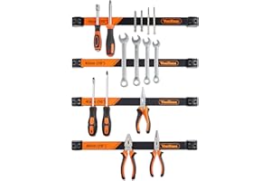 VonHaus Magnetic Tool Holders - 4 X 40cm / 16” - Includes Removable Dividers - Space-Saving & Strong Wall Mounted DIY Storage