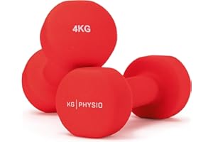 ‎KG PHYSIO KG Physio Hantelset mit A3-Übungsposter - Neopren Kurzhanteln 2er Set - Fitness Gewichte aus Gusseisen - Gewichte Hantel Set, Schweißabweisendes Kurzhantelset für Frauen und Männer - Hanteln 1kg-10kg