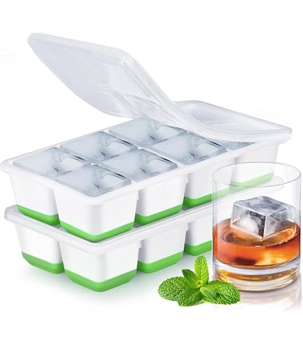 Phantasy® Stampo per cubetti di ghiaccio in silicone con coperchio, 4 confezioni, salvaspazio e impilabile, per congelare il porridge del bambino, bevande refrigerate, blu