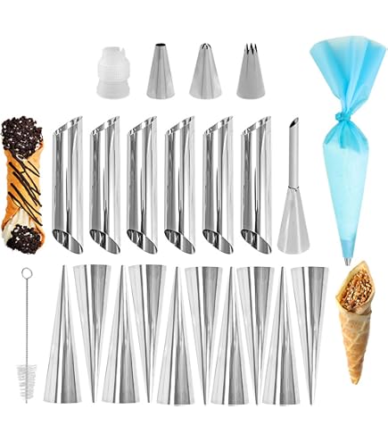 Set di stampi per cannoli, set di stampi per cornetti di crema, stampi