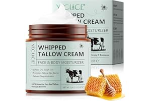 BOIUOITI Beef Tallow Creme 120 g, Rindertalg für Hautpflege, Rindertalg und Honigbalsam, Talg-Gesichtscreme, Bio-Grasgefütterter aufgeschlagener Talgbalsam, Bodycremes, Tiefenhydration für Gesicht & Körper