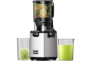 Fretta Juicer Machines, Cold Press Juicer,Self Feeding Fruit Juicer Machine,1.8L Large Capacity Hopper for Batching Juicing, Low Speed Masticating,Quiet and High Yield, Easy Clean Extractor, BPA Free