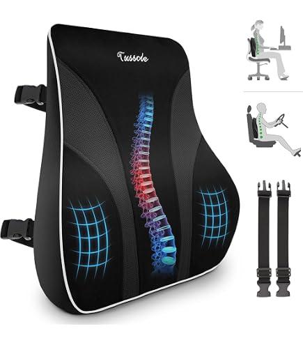 Cuscino Lombare In Memory Foam Con 2 Fodere Traspiranti – Supporto Ergonomico Per Sedia Ufficio, Auto E Casa