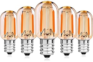 1W E14 T22 LED Filament Chandelier Lights (Amber Glass), Vintage Edison Tubular Night Light, Ultra Warm White 2200K, 10 Watt 