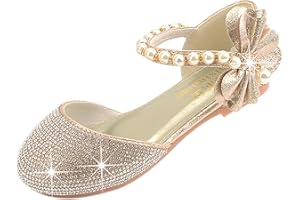 YOSICIL Ballerine Bambine e Ragazze Pelle Scarpe Singole Festa Danza Ragazza Ballerine Partito Scarpe Principessa Eleganti Piatto Ballerina Perla Sandali Partito da Ragazze
