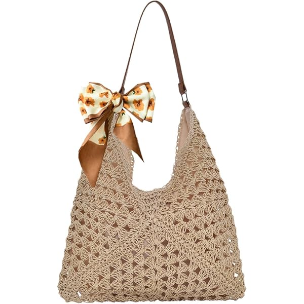 Okllen Borsa Rotonda In Rattan Naturale, Stile Bohémien Intrecciata A Mano, Tracolla In Paglia Per Vacanze Estive, Marrone - 2