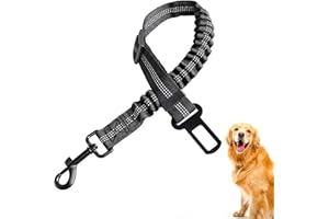 Ceinture Chien Voiture - Attache Chien Voiture, Ceinture de SéCurité pour Chien Laisse de Voiture Ajustable, Harnais Chien Voiture pour Animaux pour Grands et Petits Chiens (Noir, 53-83cm)