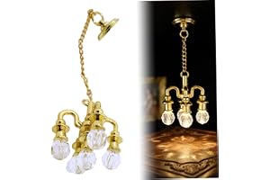 Dockhus Ljuskrona, Elegant Mini-Guld Legering Mini-Ljuskrona Miniatyr Belysningstillbehör För Realistisk Dockhusdekor Kreativ