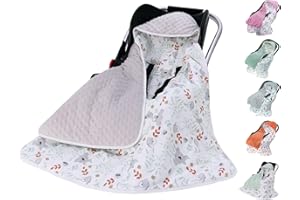 Miracle Baby Einschlagdecke Babyschale Winter Baumwolle Reversible Decke Universal Kuscheldecke 90x90cm für babyschale Kinderwagen mit 8 Punkt Gurt Löcher