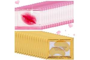 TITIMORE 30 Pcs Lip Masks & 24K Gold Gel Eye Masks Skincare,Collagen Eye Patches,Moisturizing Lip Balm Lip Patches Anti wrinkle,Under Eye Gel Patches for Puffy Eyes,Crystal Lip Pads Plumping