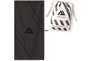 ALP & ACT Toalla de Microfibra para Deporte y Fitness - 100% reciclada – Extra COMPACTA y Absorbente – Ideal para Gimnasio, Yoga o Sauna – Toalla Deportivo de Secado rápido - Gris Arcilla, 140x70