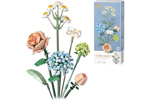 FUN4KID Ensembles kit construction bouquet fleurs mini briques, blocs construction fleurs artificielles, décoration de la maison, collection botanique créative 680 pièces pour les filles âgées de 8 à 12 ans