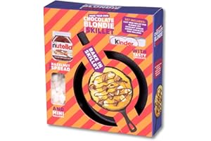 CRAFTED GIFT CO. Chocolate Blondie and Skillet Gift Set - Make Your Own Blondie - Contains Cast Iron Skillet, Blondie Mix, Hazelnut Spread, Chocolate Bar & Mini Mallows, Ideal Christmas or Birthday Present
