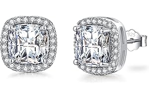 SNORSO Clous D'oreilles Argent Pour Femme Fille,Boucles d'oreilles Zircon Cubique Carré/Rectangle/Coeur/Goutte d'eau/Ronde, Boucles d'oreilles Pierre de Naissance Coloré,Cadeau Anniversaire Mariage