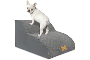 Nepfaivy Scaletta per Cani per Salire sul Letto - Rampa per Cani e Gatti, Scala con Copertura Rimovibile e Lavabile, Grigio, (2 Passi)