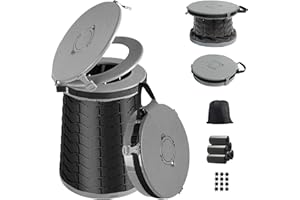 PLOGGING Inodoro portátil，Baño Portátil para Acampar,WC Portatil Camping Inodoro con 7 Bolsas de Basura，Bolsa de Almacenamiento，Camper Caravana Retrete para Adultos Mayores para Barbacoa,Viajar
