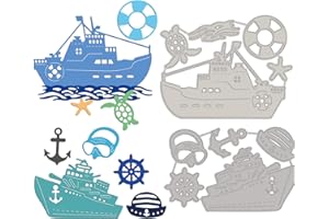 GLOBLELAND 2 Pezzi Fustelle Nave Metallo Taglio Muore Nave Taglio Muore Stencil Modello Fustelle in Metallo per Stencil in Metallo per Carta Scrapbooking Decor