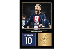 Icons Wall Art Photo imprimée A4 signée de Neymar Jr - Cadeau pour les fans du PSG - Signature, sans cadre