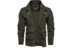 KEFITEVD Veste Cargo Décontractée pour Homme Blousons Bomber Militaires Automne Militaire Coupe-Vent