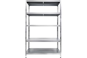 GRIMA Scaffale in metallo zincato con 5 ripiani regolabili - 120x50x195 cm (260 kg per ripiano, totale 1300Kg) Scaffali in metallo per garage, dispensa e officina ad incastro