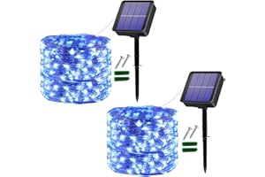 Useber Solarny łańcuch świetlny do użytku na zewnątrz, 12 m, 120 diod LED, do użytku na zewnątrz, wodoszczelny, drut miedziany, oświetlenie bożonarodzeniowe, łańcuch świetlny na balkon, do dekoracji