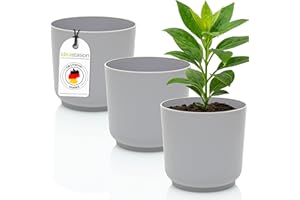 ‎IDEA-STATION idea-station Sati Blumentopf Set 3 x 13 cm - grau - bruchsichere Blumentöpfe aus Plastik für verschiedenste Pflanzen, Blumen einsetzbar - Matte Übertöpfe für innen und außen