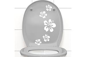 Grandora Klodeckel Aufkleber Hibiskusblüten I weiß 5er Kreativset I Bad Blüten Blumen Hibiskus Aufkleber Wandaufkleber Wandsticker W916