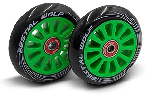 Bestial Wolf Pilot XX2 Confezione di due ruote originali diametro 100 mm per scooter Freestyle (Verde)