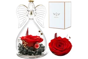 Sunia Rosa Eterna Rosa Preservada Regalo Mujer, Angel Figuras Regalos para Mama Día de San Valentín Regalo del día de la Madre para Madre Abuela Novia