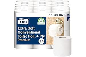 ‎TORK Tork extra weiches Kleinrollen Toilettenpapier Weiß T4, Premium, 4‑lagig, 42 × 153 Blatt, 110405