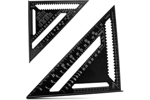 HOAAIGO 12Inch/300mm Aluminum Alloy Triangle Ruler, Square Carpentry Squares Engineers Square Roofing Square Black Rafter Square Framing Square Builders Square for Woodworking