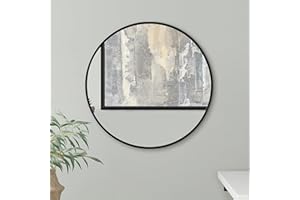 Americanflat 50 cm Aluminium Framed Black Round Mirror for Wall - Circle Mirror for Bedroom, Entryway, and Living Room Wall Decor - Black Bathroom Mirror with Hanging Hardware Included