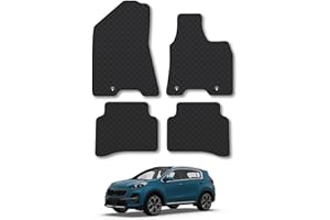 CAR MAT CO Kia Sportage (2016-2021) [Hook Fixing] Rubber Car Mats Accessories Tailored Fit Compatible Accessory Waterproof Protection Non-Slip Floor Mats Full Coverage Durable Front Rear Set Coverage with Clips