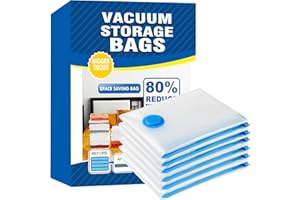 FEBYLIU Vacuum Storage Bags - 6 Pack 60X80CM Extra Large Reusable Strong Space Saver Compression Bags - Vacuum Pack Bags Double Zip Seal Travel Vacuum Storage Bags for Clothes Duvets Quilts Bedding Pillows