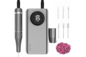 Delanie 35000 RPM Portable Nail Drill for Acrylic Nails Gel Nails Dip Powder Nails, Rechargeable E File Nail Drill for Manicure and Pedicure-Gray