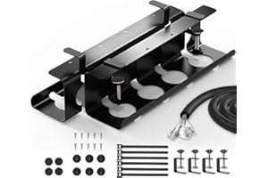 BANNIO Raccogli Cavi Scrivania, Set da 2 Portacavi Sotto Scrivania senza Forare, Nascondi Cavi Scrivania, 43cm Canalina Passacavi Scrivania, Cable Management per Cavi Ordinati, Nero