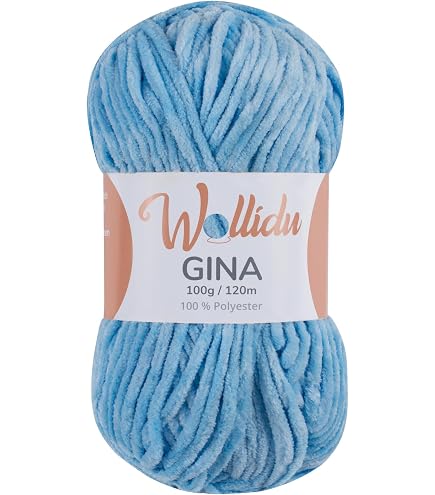 Frida's #Zweite Wolle – Chenille Garn, 5 X 100g Babyblau, Für Amigurumi & Strickprojekte