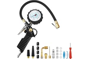 RHHGHY Druckluft ReifenfüLler mit Manometer, 220 PSI ReifendruckfüLler, 0-15 Bar ReifenfüLlpistole, Hazet ReifenfüLler, mit Ventil Kern Werkzeug, für Fahrrad, Motorrad, Auto, Digitales Druckmanometer