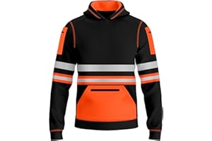 mymixtrendz Kids Boys Girls Hi Vis Pullover Hoodie Safety Work Reflective Tape Drawstring Multi Zipped Pockets High Visibility Hoodie Sweatshirt Top