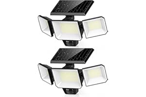 FOMYHEARD 2 Pièces Lampe Solaire Exterieur Detecteur de Mouvement, 229 LEDs Lumiere Solaire Exterieur, 3 Modes Eclairage Angle 270° Tête Pivotante, IP65 Étanche Projecteur Solaire Exterieur Jardin
