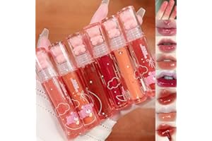 PETANSY 6 Farben Bär Hydrating Lipgloss Flüssiger Lippenstift Set Niedlicher Bär Gelee Lippenstift Feuchtigkeitsspendend Süße Lippenglasur Set Bär Schönheit Make-up (A)