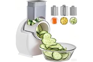 VIRXCIR Electric Cheese Grater, Salad Maker Multi Fruit Cutter for Vegetables, 50W Electric Rotary Chopper Slicer with Stainless Steel Cone Blades for Home Kitchen Use